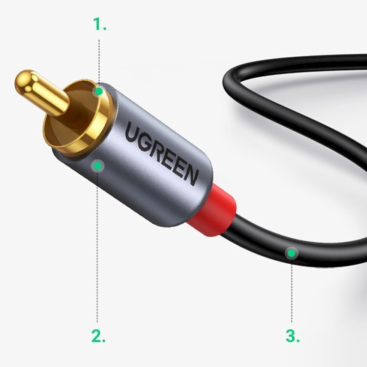 Ugreen USB Type C (male) - 2RCA (male) audio cable 1,5m gray (20193 CM451) цена и информация | Mobiiltelefonide kaablid | kaup24.ee