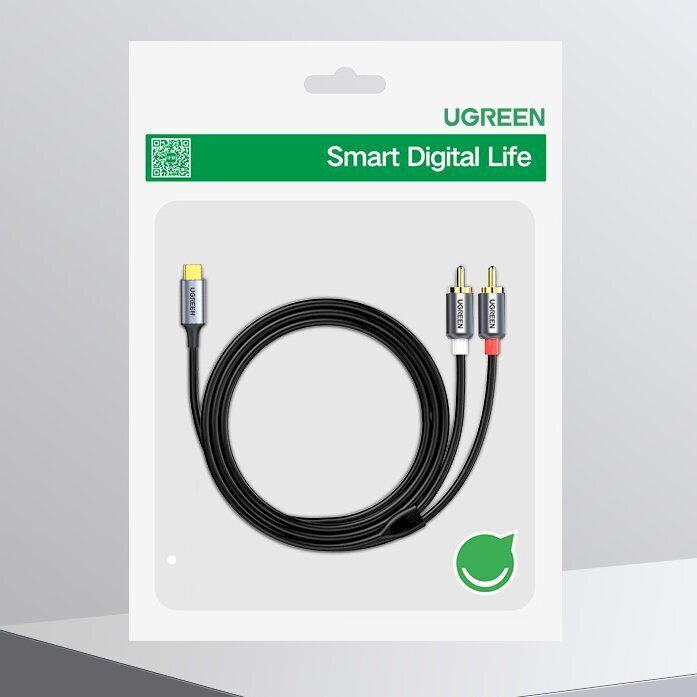 Ugreen USB Type C (male) - 2RCA (male) audio cable 1,5m gray (20193 CM451) цена и информация | Mobiiltelefonide kaablid | kaup24.ee