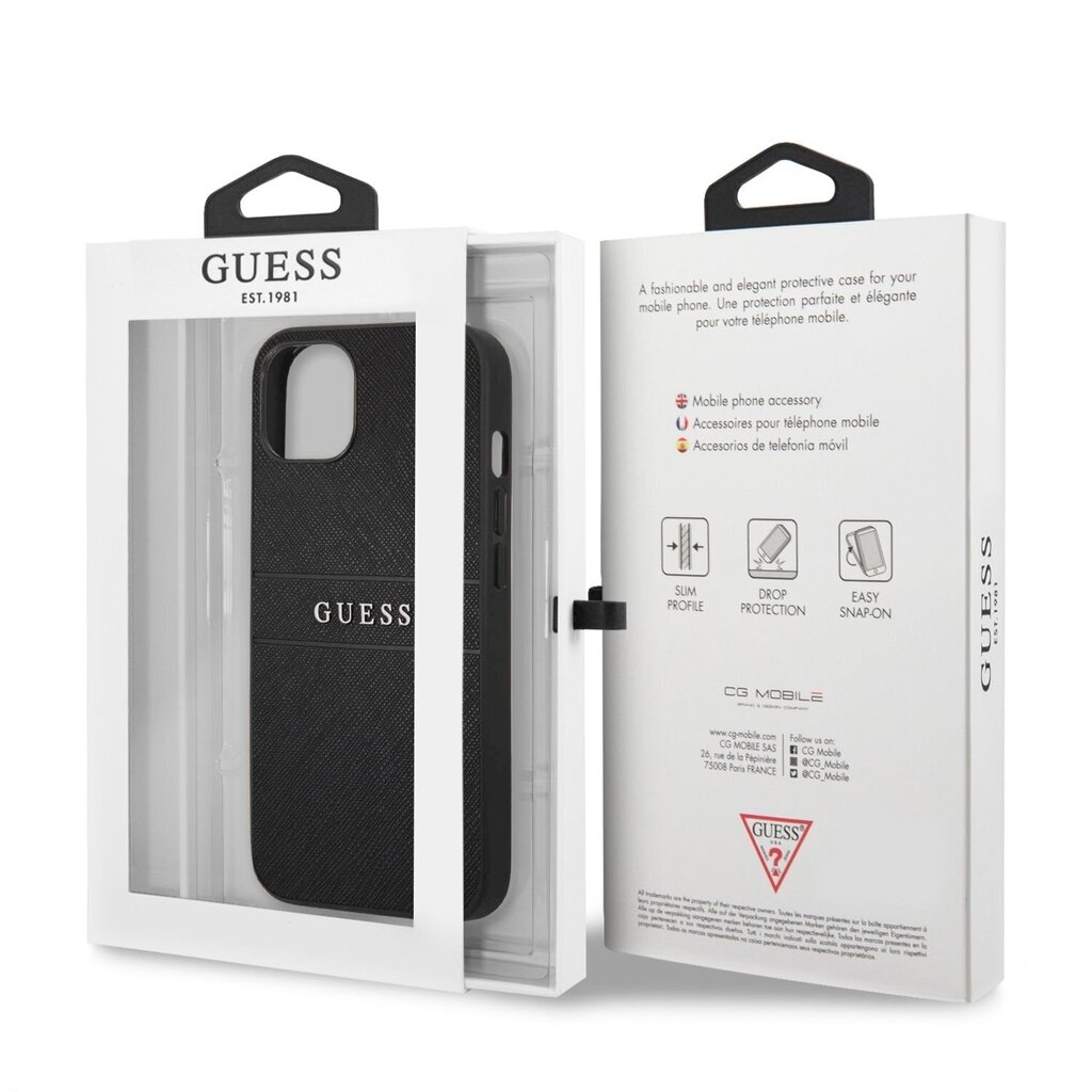 GUHCP13MPSASBBK Guess PU Leather Saffiano Case for iPhone 13 Black hind ja info | Telefoni kaaned, ümbrised | kaup24.ee