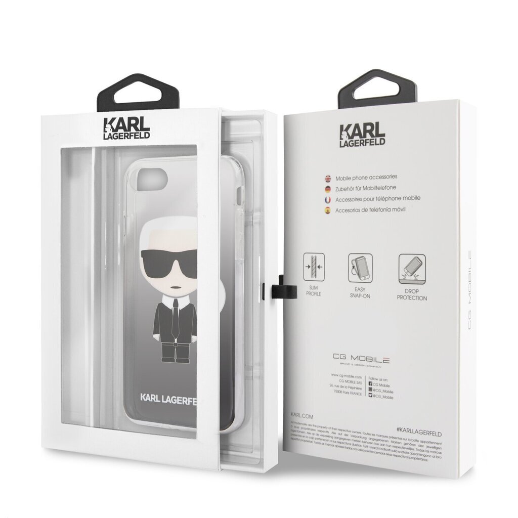 KLHCI8TRDFKBK Karl Lagerfeld Iconic Degrade Cover for iPhone 7/8/SE2020 Black цена и информация | Telefoni kaaned, ümbrised | kaup24.ee