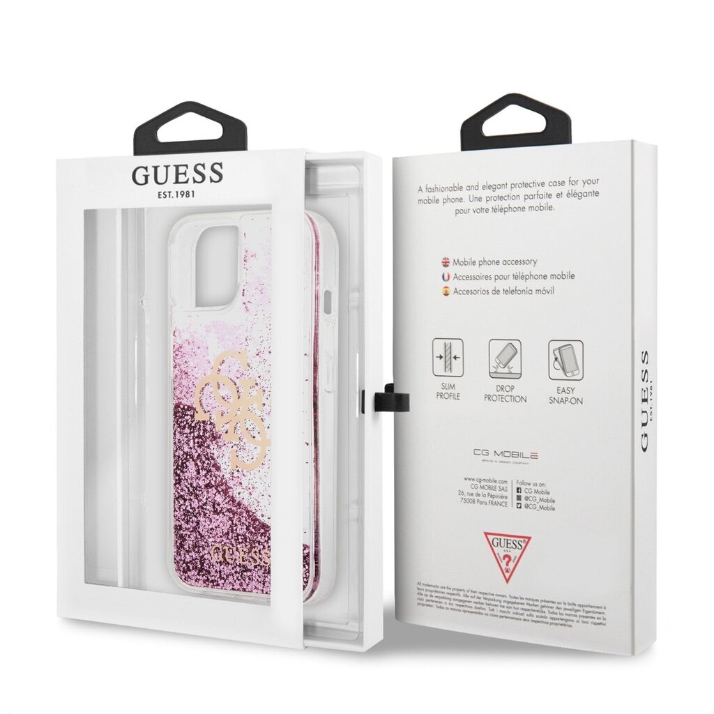 GUHCP13SLG4GPI Guess TPU Big 4G Liquid Glitter Pink Case for iPhone 13 Mini Transparent цена и информация | Telefoni kaaned, ümbrised | kaup24.ee