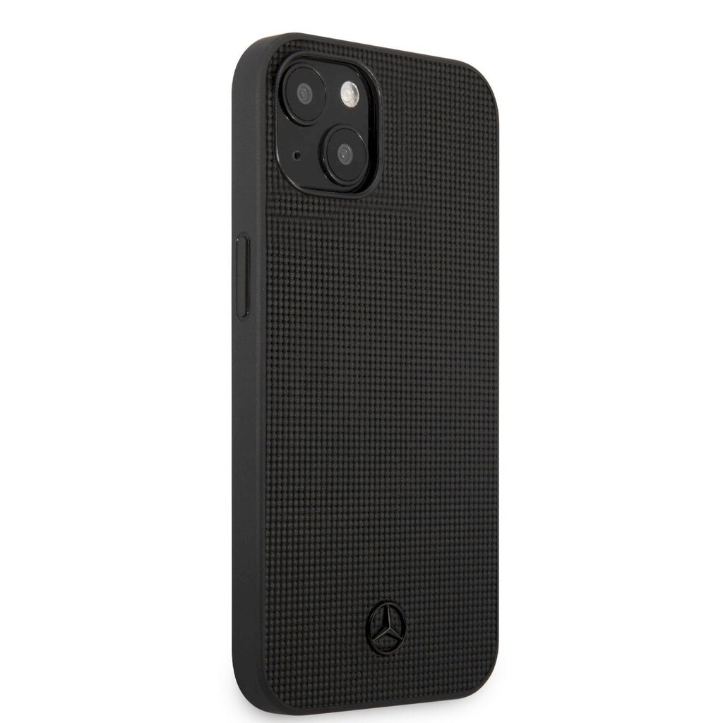 MEHCP13MMBLBK Mercedes Genuine Leather Meshed Hard Case for iPhone 13 Black hind ja info | Telefoni kaaned, ümbrised | kaup24.ee