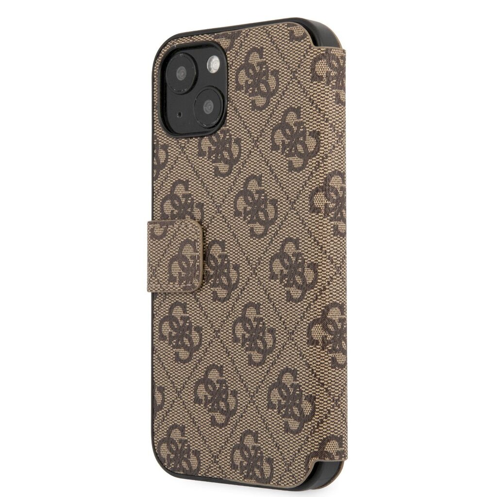 GUBKP13M4GMGBR Guess PU 4G Metal Logo Book Case for iPhone 13 Brown цена и информация | Telefoni kaaned, ümbrised | kaup24.ee