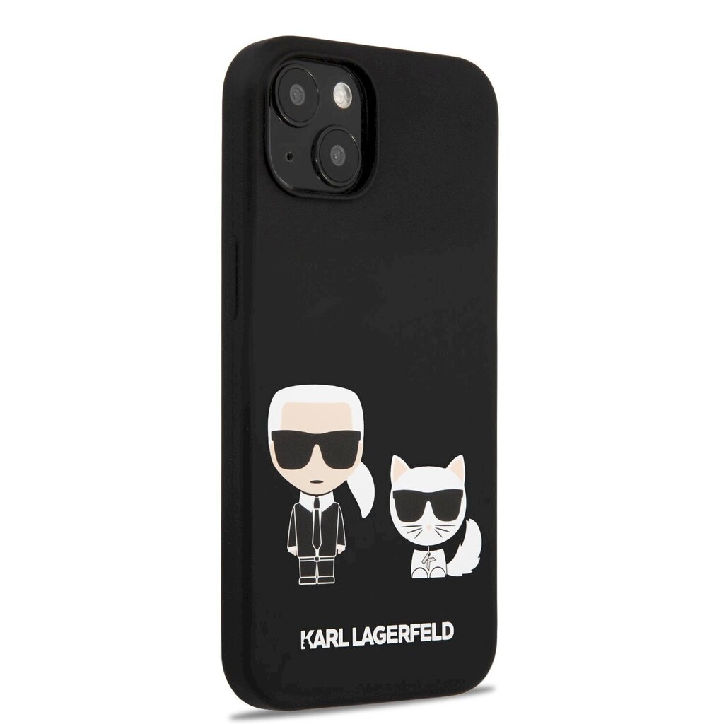 KLHCP13MSSKCK Karl Lagerfeld and Choupette Liquid Silicone Case for iPhone 13 Black hind ja info | Telefoni kaaned, ümbrised | kaup24.ee
