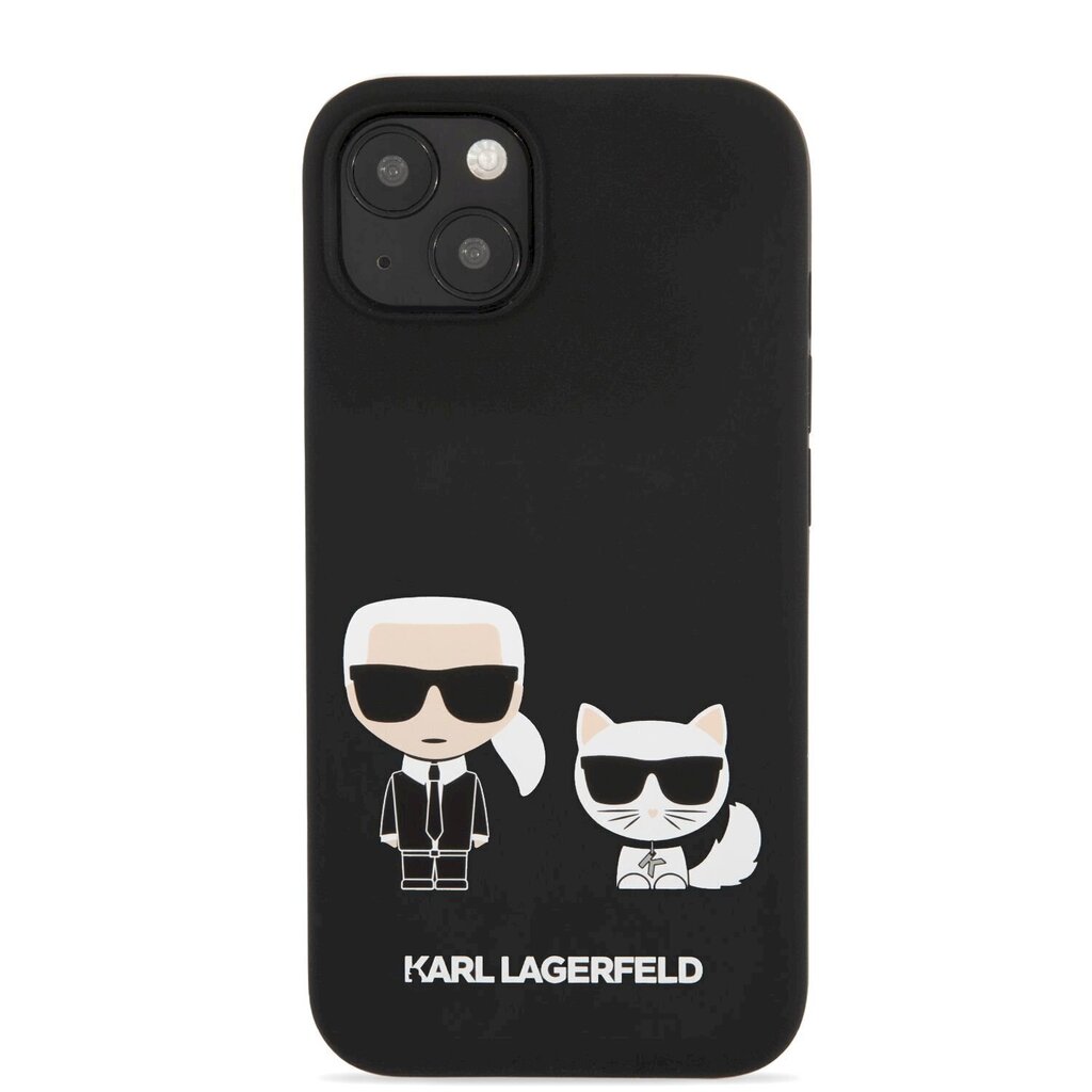 KLHCP13MSSKCK Karl Lagerfeld and Choupette Liquid Silicone Case for iPhone 13 Black hind ja info | Telefoni kaaned, ümbrised | kaup24.ee