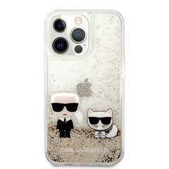 KLHCP13XGKCD Karl Lagerfeld Liquid Glitter Karl and Choupette Case for iPhone 13 Pro Max Gold hind ja info | Telefoni kaaned, ümbrised | kaup24.ee