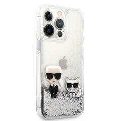 KLHCP13LGKCS Karl Lagerfeld Liquid Glitter Karl and Choupette Case for iPhone 13 Pro Silver hind ja info | Telefoni kaaned, ümbrised | kaup24.ee