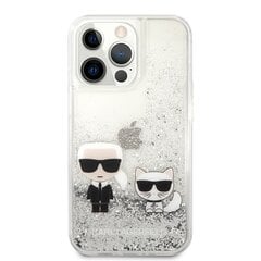 KLHCP13LGKCS Karl Lagerfeld Liquid Glitter Karl and Choupette Case for iPhone 13 Pro Silver hind ja info | Telefoni kaaned, ümbrised | kaup24.ee