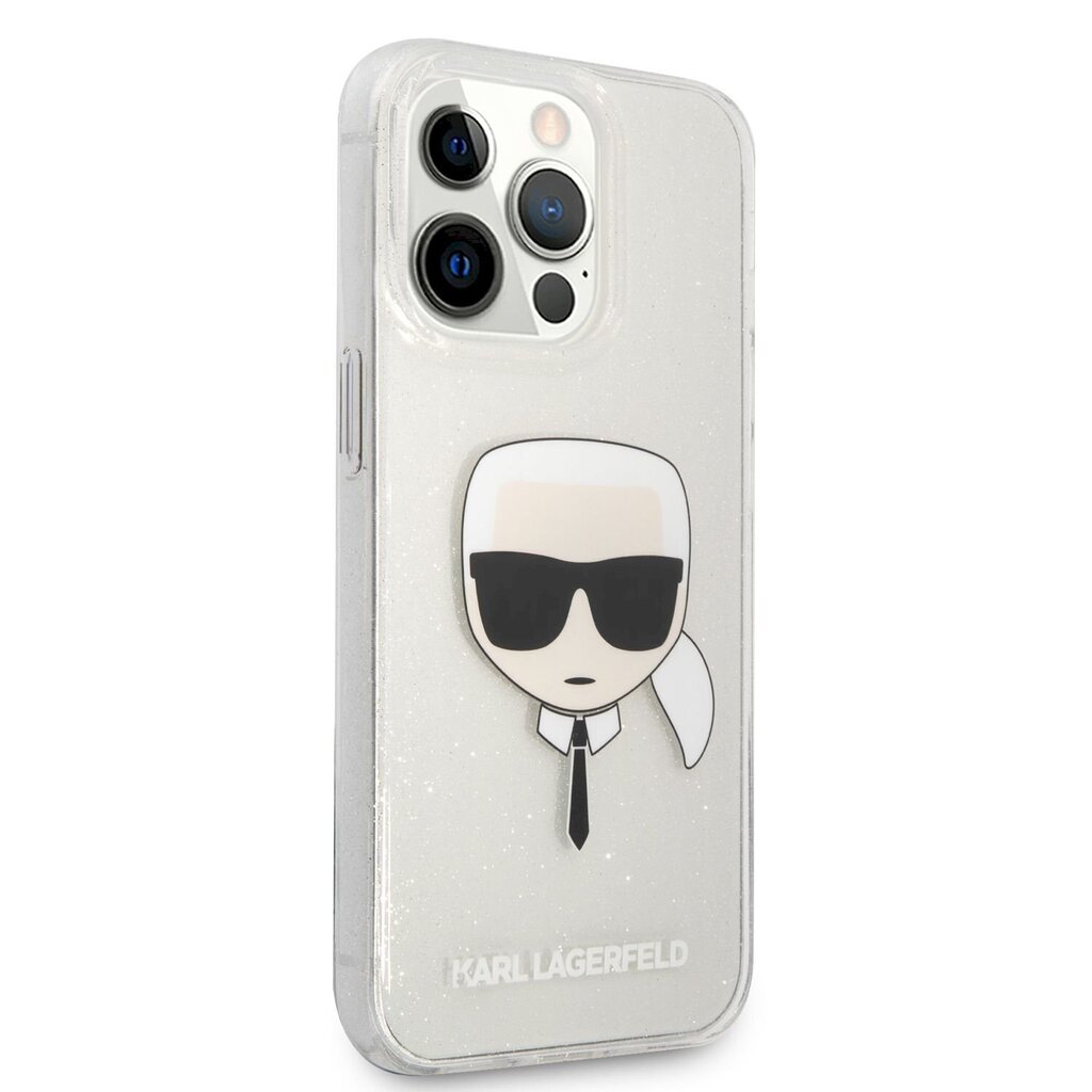 KLHCP13XKHTUGLS Karl Lagerfeld TPU Full Glitter Karl Head Case for iPhone 13 Pro Max Silver hind ja info | Telefoni kaaned, ümbrised | kaup24.ee