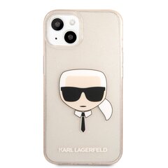 KLHCP13MKHTUGLGO Karl Lagerfeld TPU Full Glitter Karl Head Case for iPhone 13 Gold hind ja info | Telefoni kaaned, ümbrised | kaup24.ee