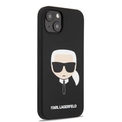 KLHCP13MSLKHBK Karl Lagerfeld Liquid Silicone Karl Head Case for iPhone 13 Black hind ja info | Telefoni kaaned, ümbrised | kaup24.ee