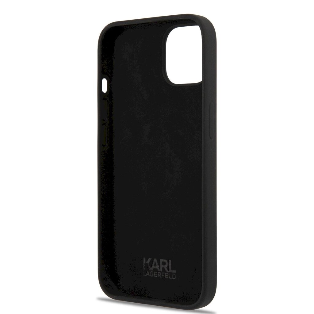 KLHCP13MSLKHBK Karl Lagerfeld Liquid Silicone Karl Head Case for iPhone 13 Black hind ja info | Telefoni kaaned, ümbrised | kaup24.ee