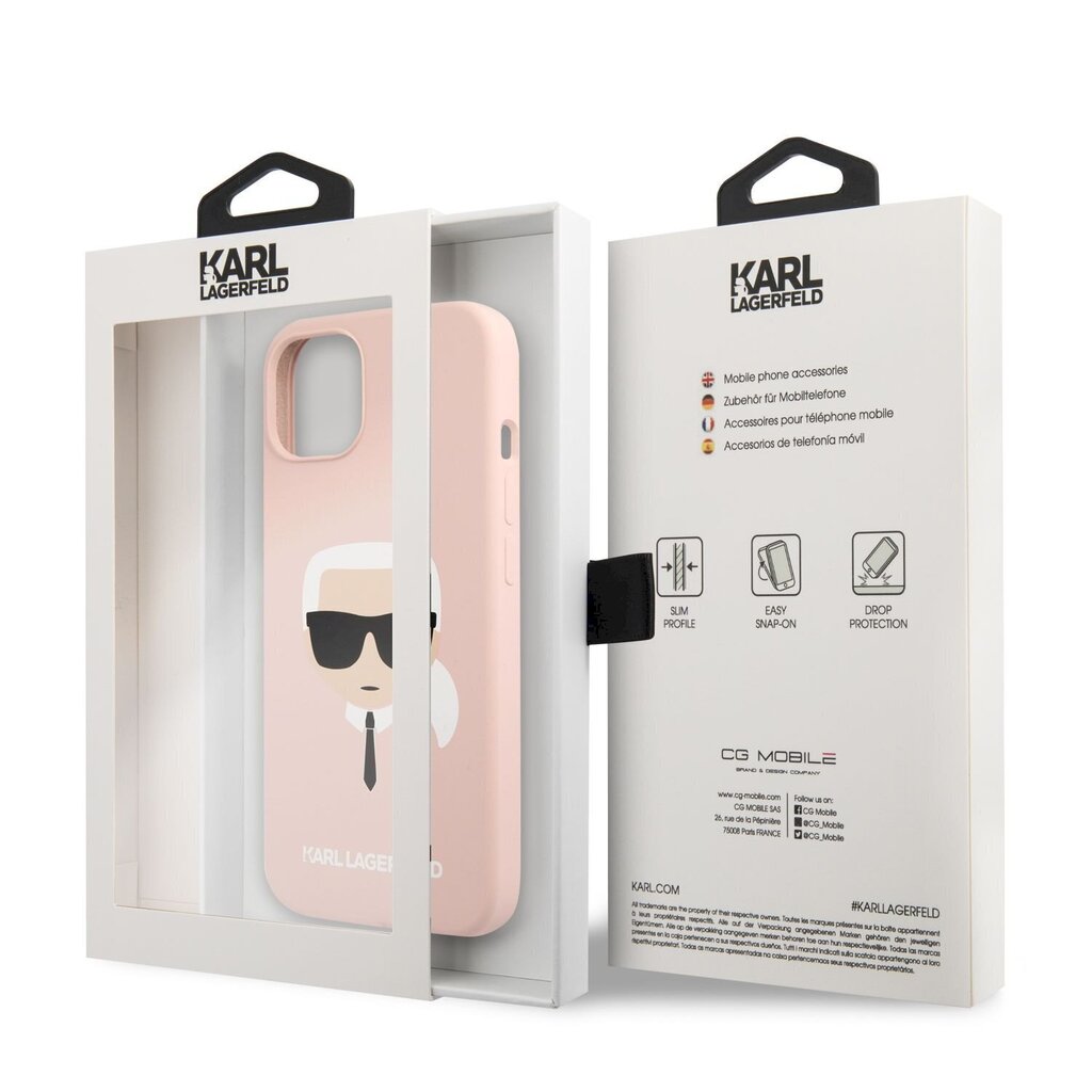 KLHCP13MSLKHPI Karl Lagerfeld Liquid Silicone Karl Head Case for iPhone 13 Light Pink цена и информация | Telefoni kaaned, ümbrised | kaup24.ee