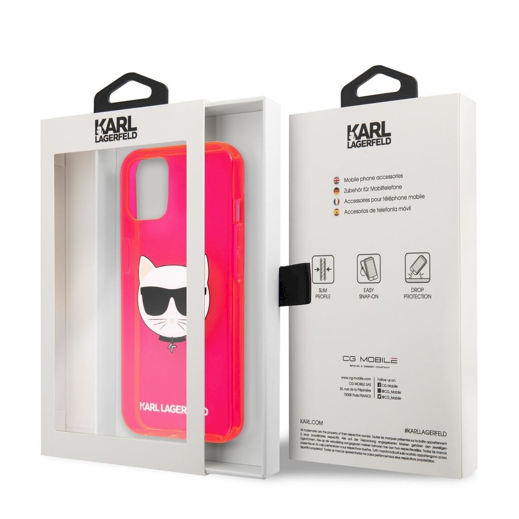 KLHCP13SCHTRP Karl Lagerfeld TPU Choupette Head Case for iPhone 13 mini Fluo Pink hind ja info | Telefoni kaaned, ümbrised | kaup24.ee