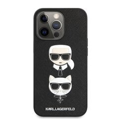 KLHCP13LSAKICKCBK Karl Lagerfeld PU Saffiano Karl and Choupette Heads Case for iPhone 13 Pro Black цена и информация | Чехлы для телефонов | kaup24.ee