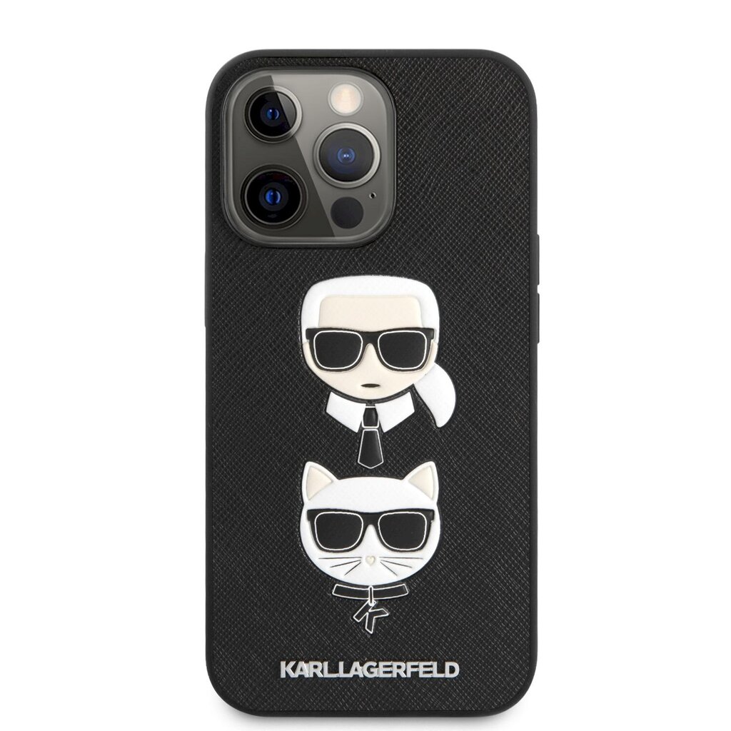 KLHCP13LSAKICKCBK Karl Lagerfeld PU Saffiano Karl and Choupette Heads Case for iPhone 13 Pro Black цена и информация | Telefoni kaaned, ümbrised | kaup24.ee