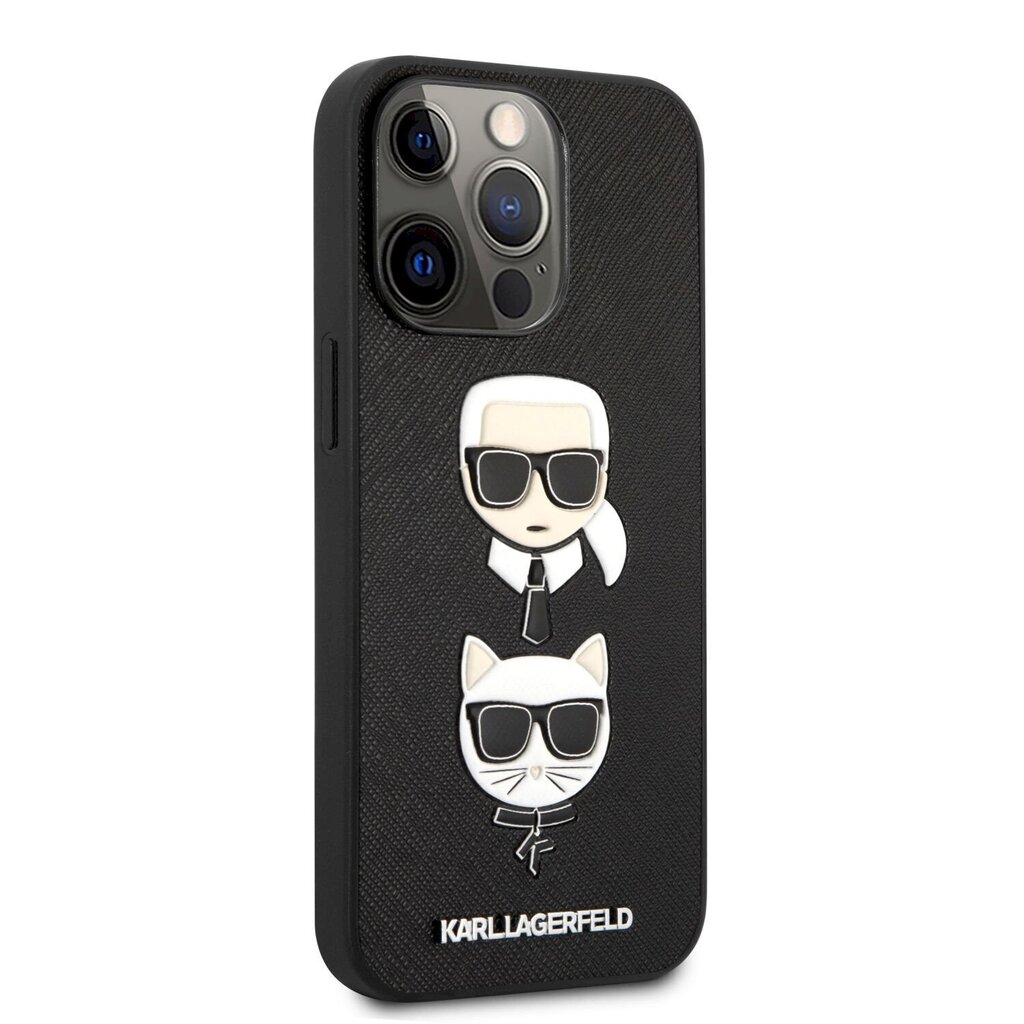 KLHCP13XSAKICKCBK Karl Lagerfeld PU Saffiano Karl and Choupette Heads Case for iPhone 13 Pro Max Black цена и информация | Telefoni kaaned, ümbrised | kaup24.ee