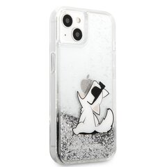 KLHCP13SGCFS Karl Lagerfeld Liquid Glitter Choupette Eat Case for iPhone 13 mini Silver hind ja info | Telefoni kaaned, ümbrised | kaup24.ee