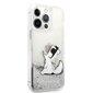 KLHCP13LGCFS Karl Lagerfeld Liquid Glitter Choupette Eat Case for iPhone 13 Pro Silver hind ja info | Telefoni kaaned, ümbrised | kaup24.ee