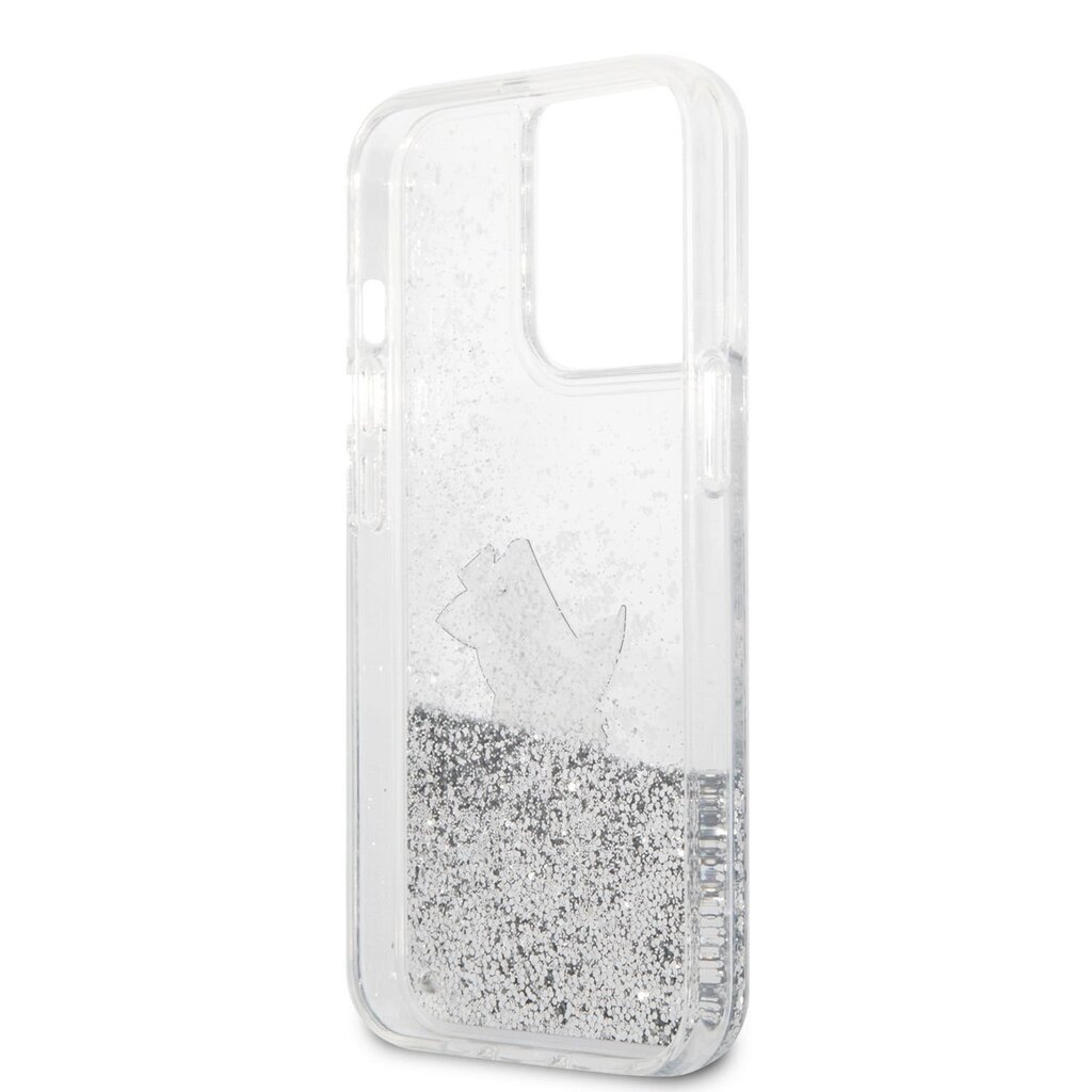 KLHCP13XGCFS Karl Lagerfeld Liquid Glitter Choupette Eat Case for iPhone 13 Pro Max Silver hind ja info | Telefoni kaaned, ümbrised | kaup24.ee