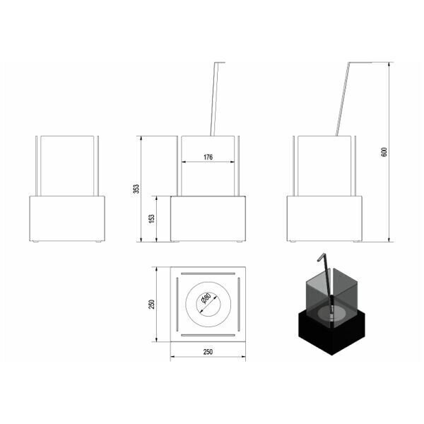 Biokamin Kratki Tango 2, must hind ja info | Kaminad | kaup24.ee