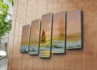Репродукция из пяти частей Корабли в море цена и информация | Картины, живопись | kaup24.ee