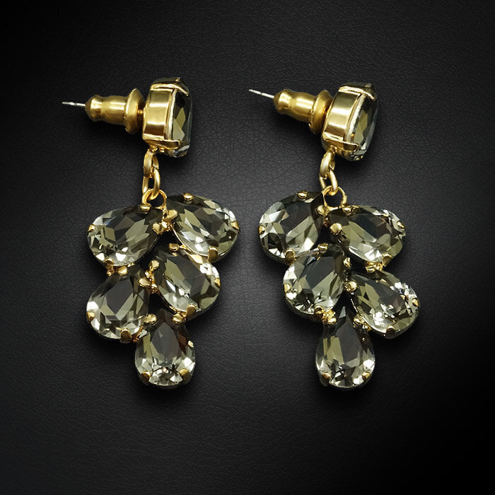 Naiste kõrvarõngad Diamond Sky „Amber II (Black Diamond)“ koos Preciosa kristallidega DS02A155 hind ja info | Kõrvarõngad | kaup24.ee