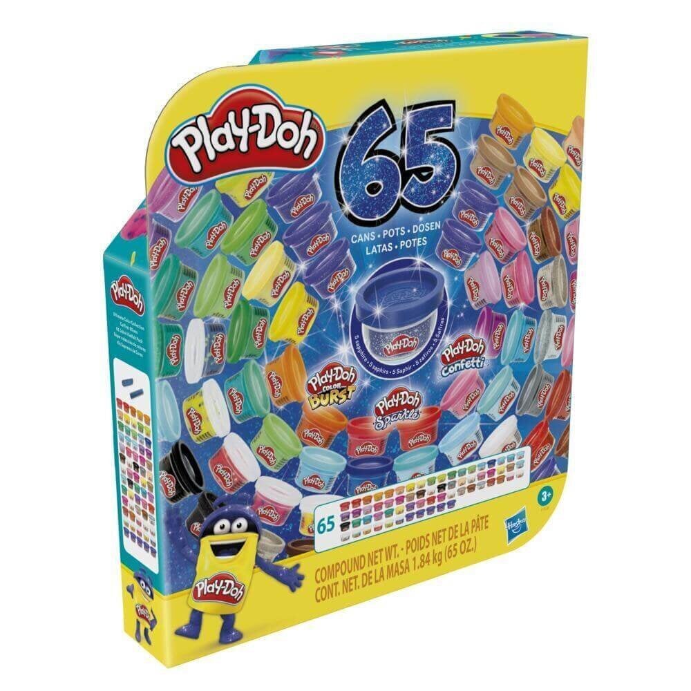 Пластилин Play-Doh 65 баночек. 60 разных цветов , 1,84 кг - (burst,  sparcle, confetti) - F1528 Hasbro цена | kaup24.ee