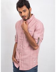 Грязно-розовая мужская рубашка в клетку. цена и информация | Мужские рубашки | kaup24.ee
