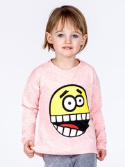 Laste puuvillane pluus roosa emotikoniga цена и информация | Рубашки для девочек | kaup24.ee