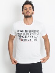 Мужская белая футболка TOMMY LIFE. цена и информация | Meeste T-särgid | kaup24.ee