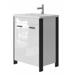 Шкаф для ванной комнаты с умывальником Brooklyn BR-65, черный/белый цена и информация | Шкафчики для ванной | kaup24.ee