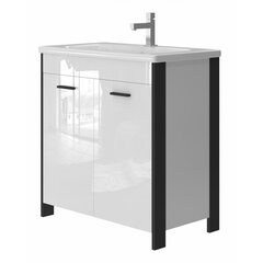 Шкаф для ванной комнаты с умывальником Brooklyn BR-80, черный/белый цена и информация | Шкафчики для ванной | kaup24.ee