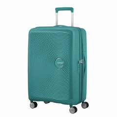 American Tourister средний чемодан Soundbox Spinner Expandable 67см, зеленый цена и информация | Чемоданы, дорожные сумки | kaup24.ee