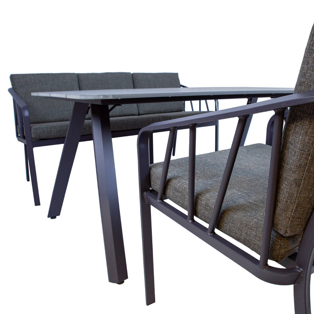 Aiamööblikomplekt Kahla laud, diivan ja 2 tooli, hall hind ja info | Aiamööbli komplektid | kaup24.ee