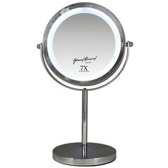 LED зеркало для макияжа Gerard Brinard - металлическое, двустороннее - обычное и +7 X, Ø17,5см (32 x12x13 см) цена и информация | Косметички, косметические зеркала | kaup24.ee