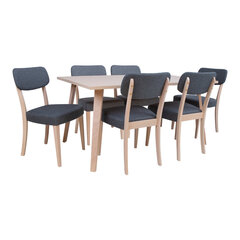 Söögilauakomplekt Adora laud ja 6 tooli, hele pöök цена и информация | Комплекты мебели для столовой | kaup24.ee