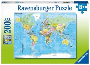 Ravensburger pusle 200 tk Maailmakaart hind ja info | Pusled | kaup24.ee