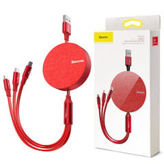 Baseus USB - micro USB / Lightning / USB-C Cable, 1,2 m, punane hind ja info | Mobiiltelefonide kaablid | kaup24.ee