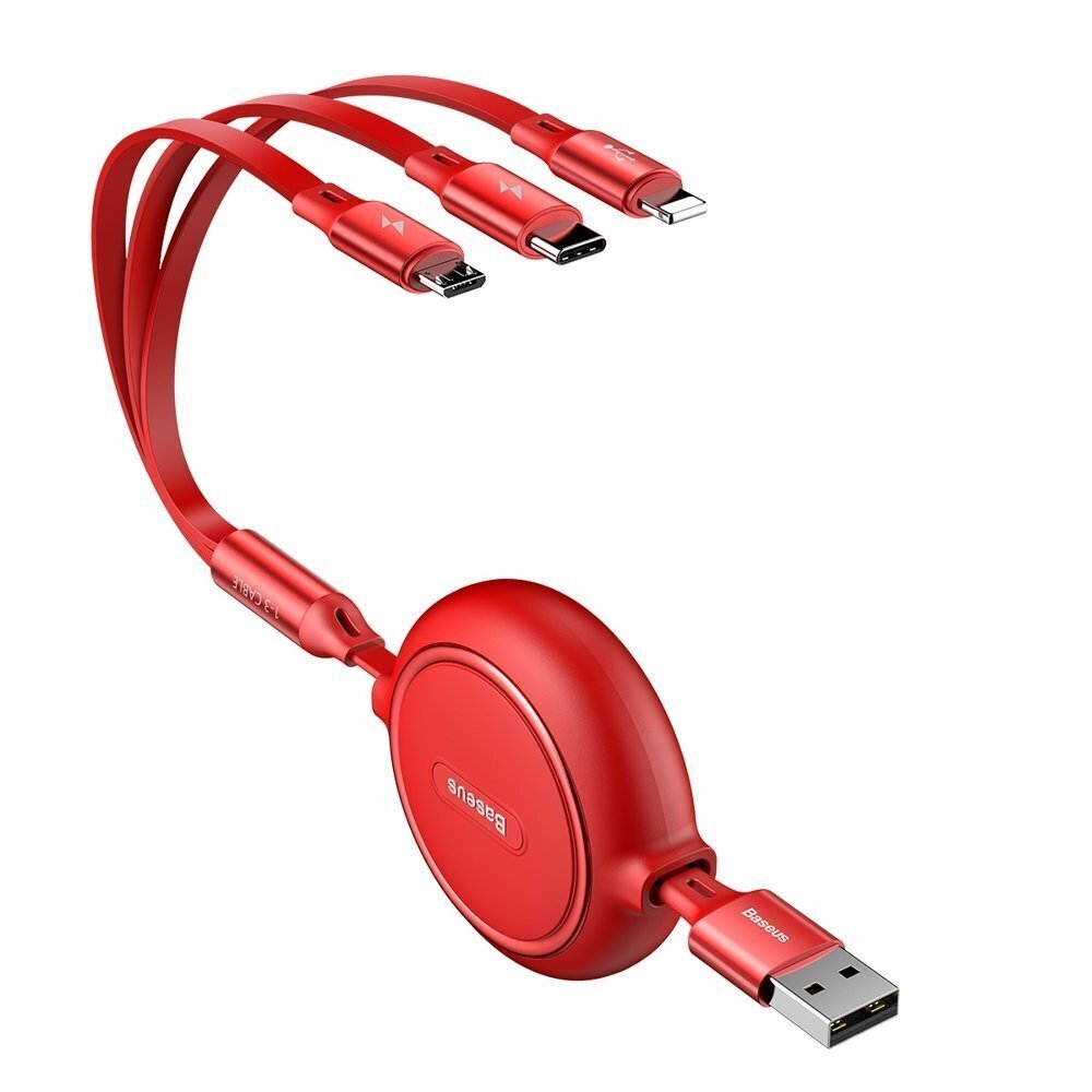 Baseus USB - micro USB / Lightning / USB-C, 35 cm - 120 cm, punane hind ja info | Mobiiltelefonide kaablid | kaup24.ee