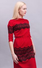 Naiste pitsimotiividega kleit, punane цена и информация | Платья | kaup24.ee