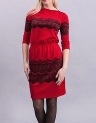 Naiste pitsimotiividega kleit, punane цена и информация | Платья | kaup24.ee
