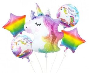 Воздушные шары из фольги - набор «Единорог», 5 шт. цена и информация | Воздушные шары | kaup24.ee