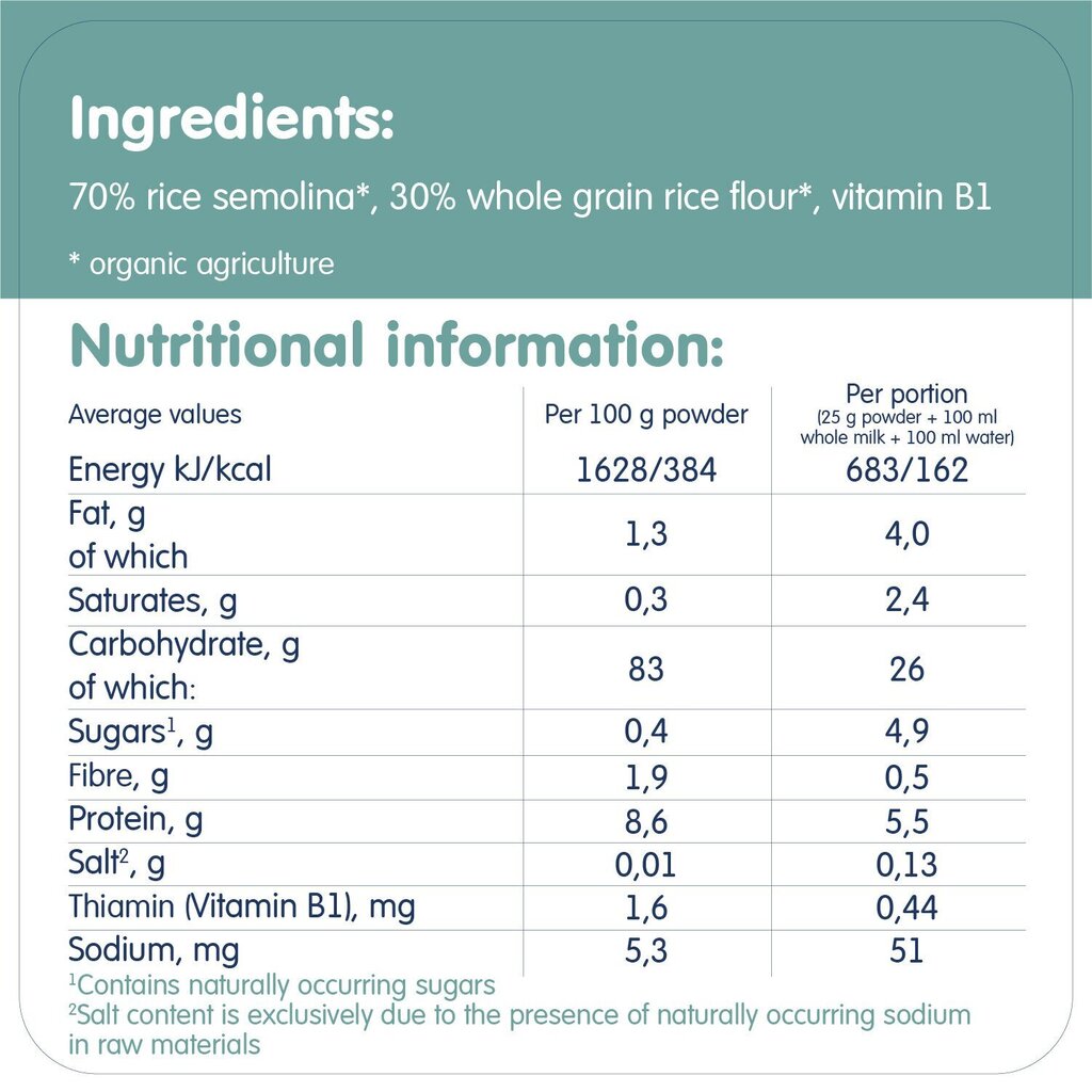 Orgaaniline täistera riisipuder FLEUR ALPINE, alates 4. elukuust, 175 g hind ja info | Pudrud | kaup24.ee