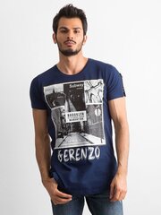 мужская темно-синяя футболка с принтом цена и информация | Meeste T-särgid | kaup24.ee