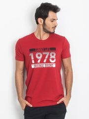 Мужская красная футболка TOMMY LIFE. цена и информация | Meeste T-särgid | kaup24.ee
