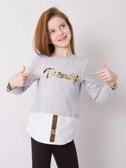 Серая меланжевая блуза для девочки с аппликацией. цена и информация | Рубашки для девочек | kaup24.ee