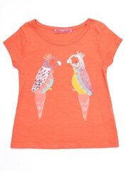 Детская коралловая футболка с разноцветными попугаями. цена и информация | Рубашки для девочек | kaup24.ee