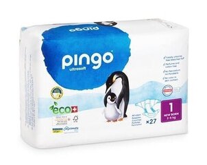 Keskkonnasõbralikud mähkmed Pingo Ultrasoft Newborn niiskusindikaatoriga, suurus 1 (2-5 kg), 27 tk цена и информация | Подгузники | kaup24.ee