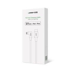 Кабель Ugreen MFI Elbow USB Type C Lightning Power Delivery 3 A, 1 м цена и информация | Кабели для телефонов | kaup24.ee